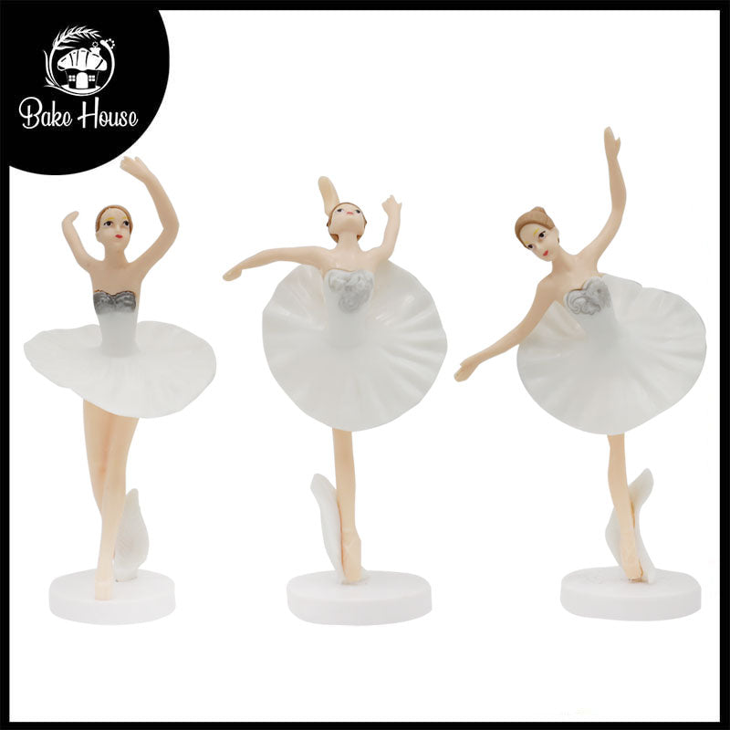Dancing Girl Cake Topper White Frock 3Pcs Set