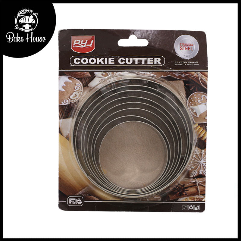 Round Cookie & Fondant Cutter Stainless Steel 8Pcs Set