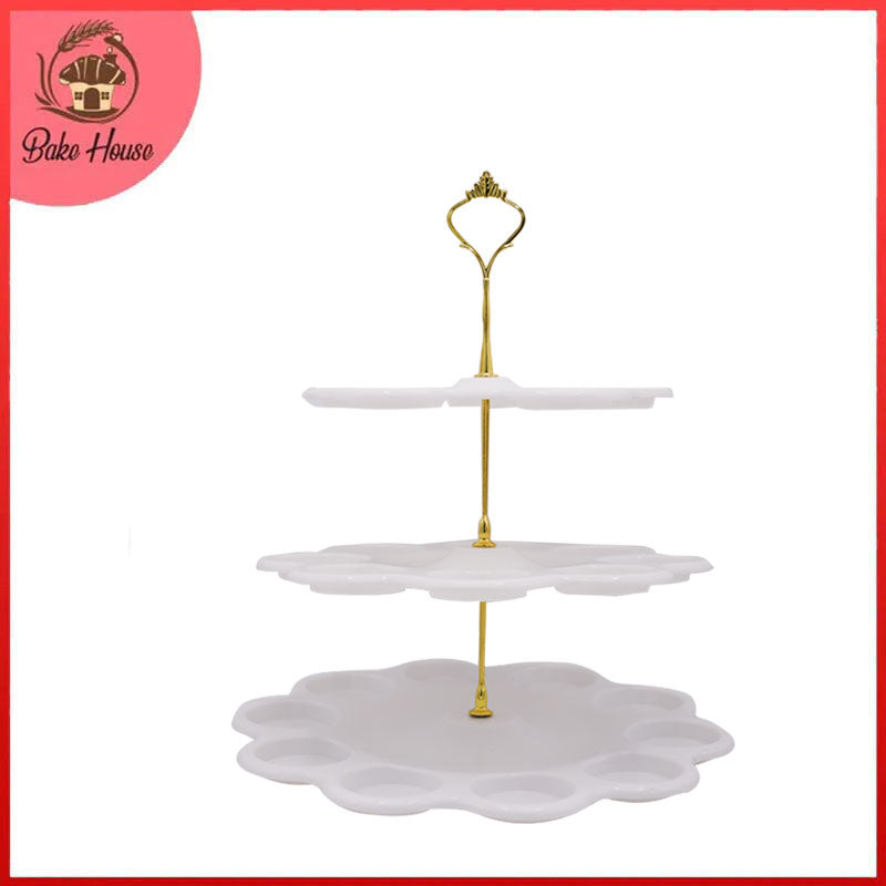 Flower 3 Tier Cupcake Stand Plastic