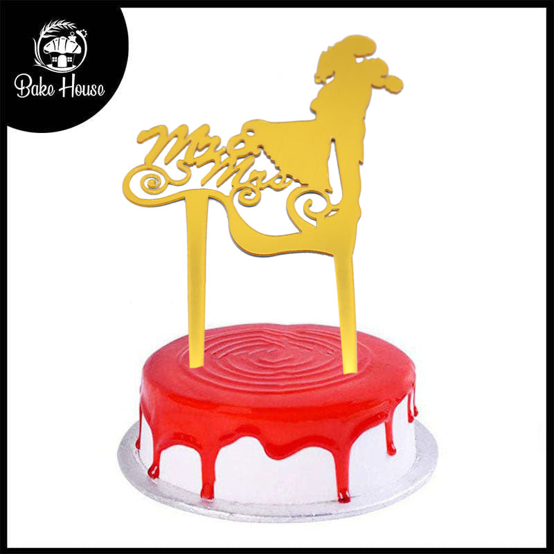 Mr & Mrs Couple Golden Cake Topper