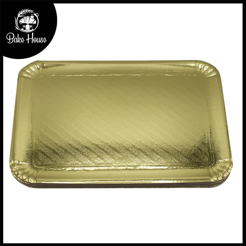 Disposable Rectangle Serving Tray Golden 24.5cm 10Pcs Set
