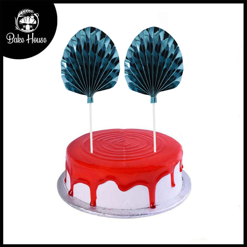 Palm Leaves Cake Topper Ocean Blue 2Pcs Set