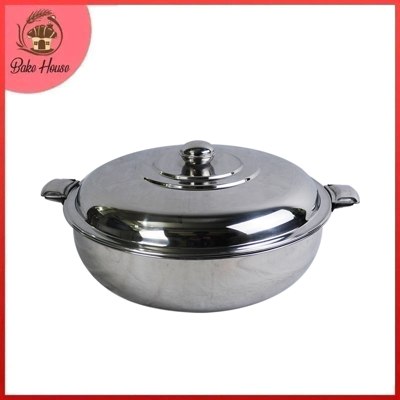 Stainless Steel Hot Pot 24cm Diameter with Sliding Lock Steel Lid (3.1 Litre)