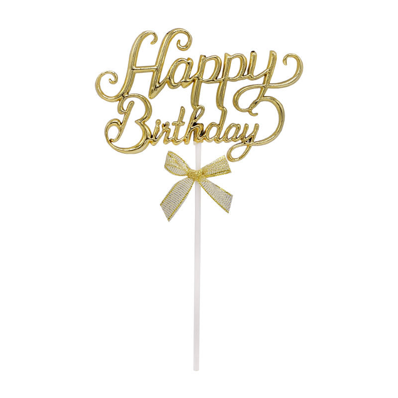 Happy Birthday Cake Topper Golden