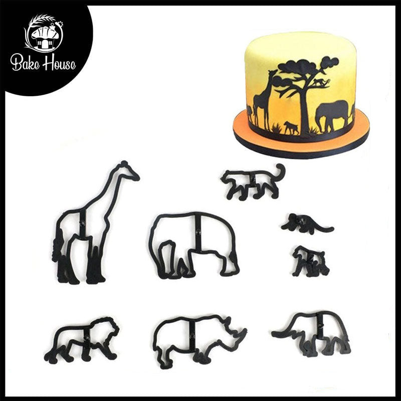 Safari Animals Cake Fondant Cutter 8Pcs Set Plastic