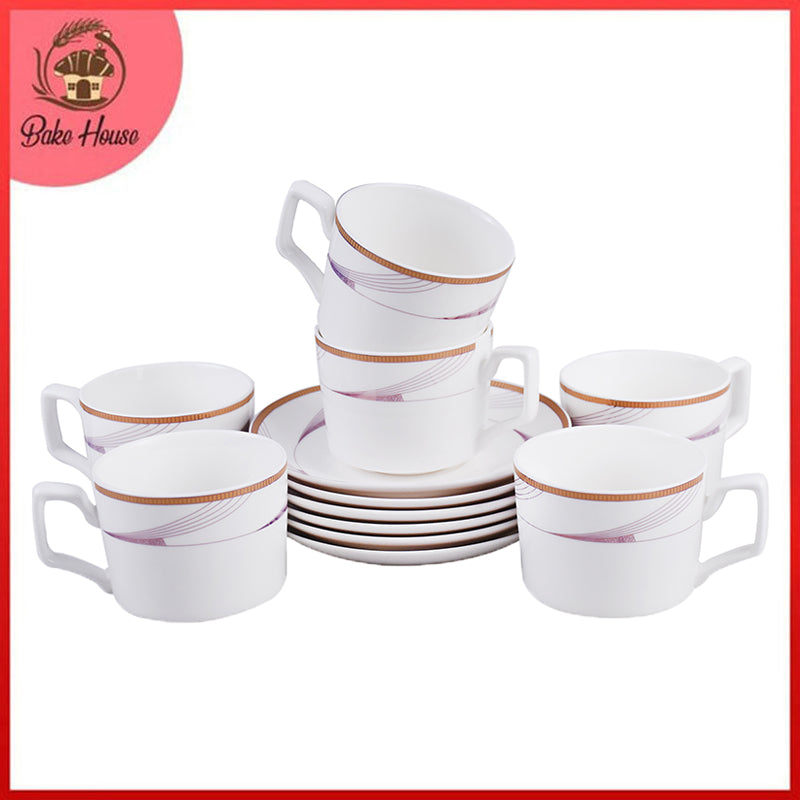Tea, Coffee Drinking Cups And Saucers 12 Pcs Set (Design 01)
