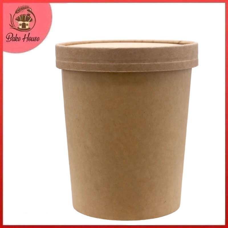 Kraft Paper Bucket With Lid 1000ml