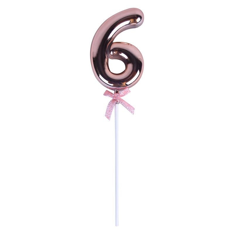 Birthday Anniversary Cake Decoration Number Topper 6 (Six) Copper