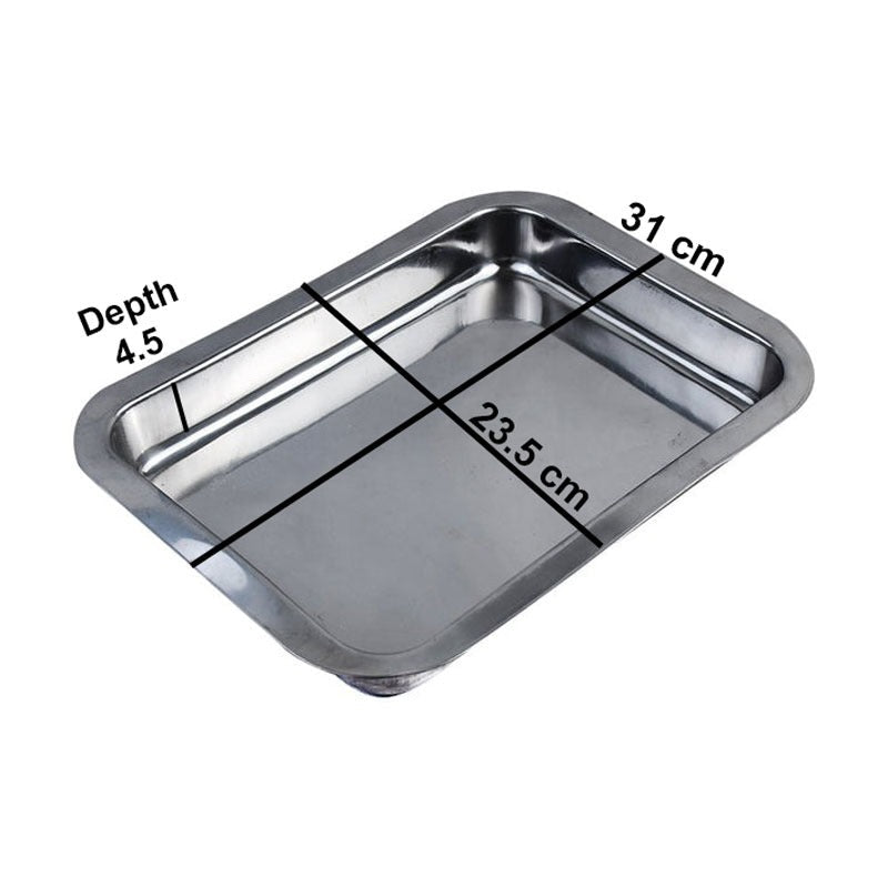Stainless Steel Deep Rectangle Food Serving Tray 31 x 23.5 cm