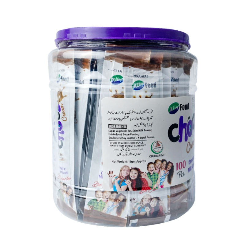 Milkyz Food Choco Cream Chocolate Milk Spread 8g Sachet 100 Pcs Jar