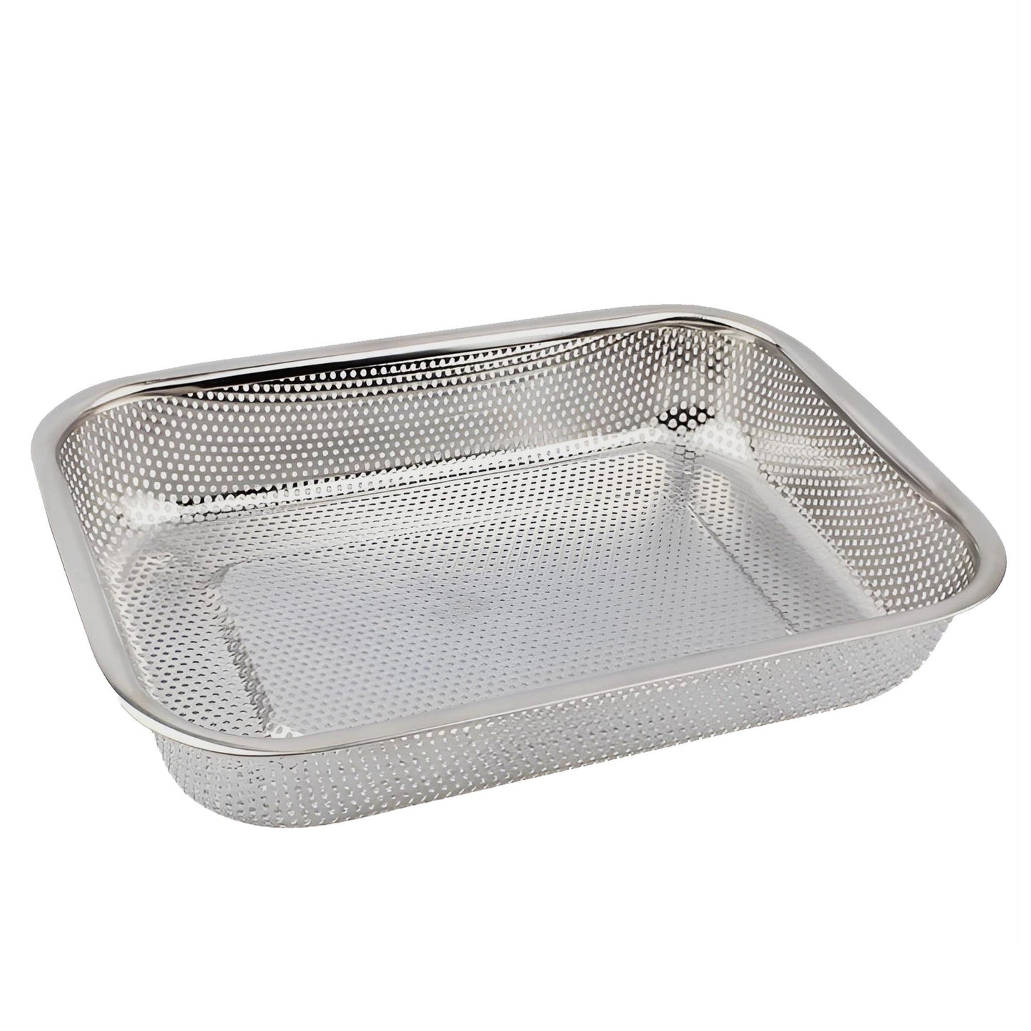 Rectangular Stainless Steel Fruit & Vegetable Colander Strainer 29.5x21.5x5.5 cm