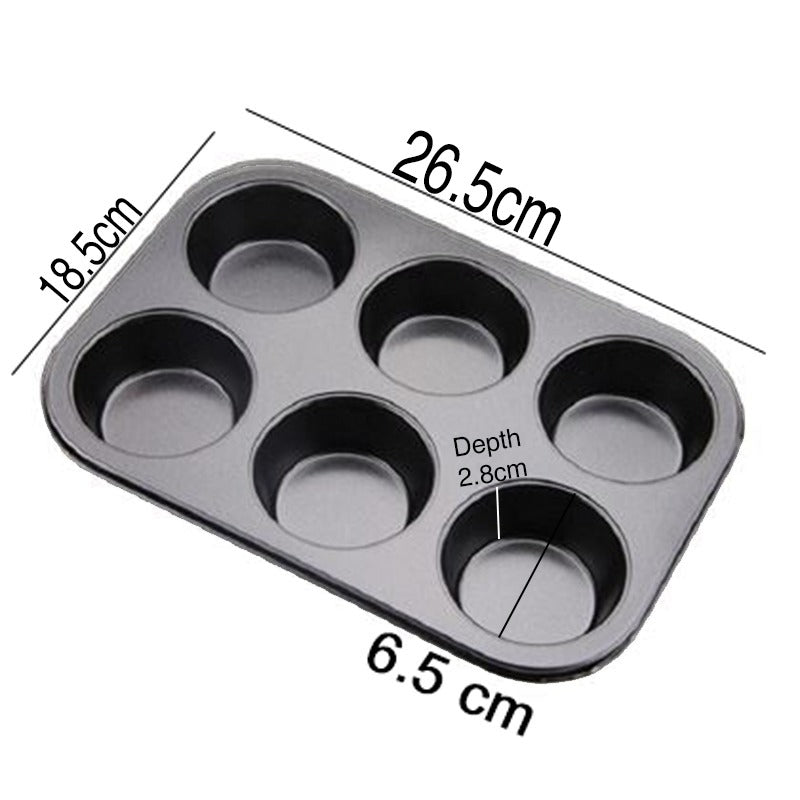 Regular Size 6.5cm Muffin Cupcake Baking Tray 6 Cavity Non Stick