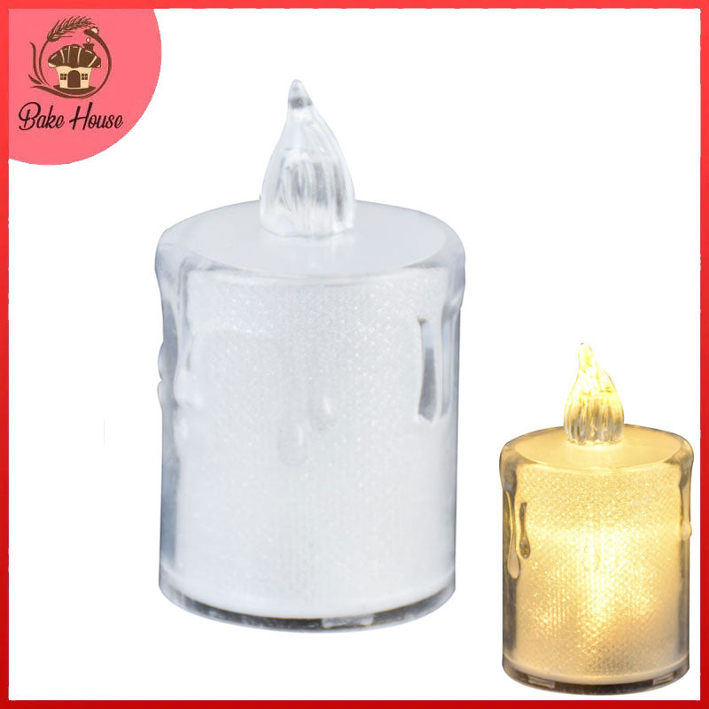 Glitter Effect Transparent Plastic Flameless Led Candle Decor 6.5cm