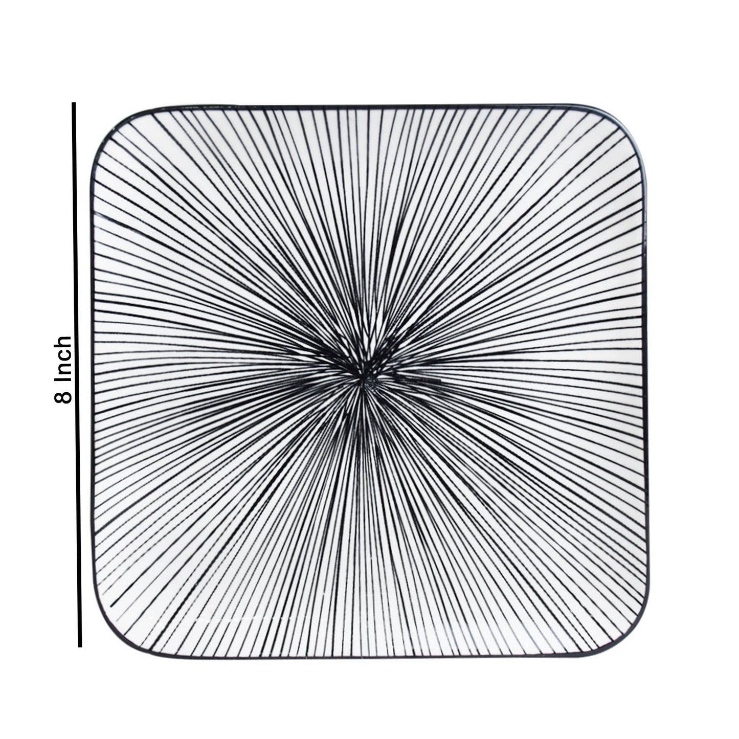 Danny Home Porcelain Black lining Square Flat Plate Small