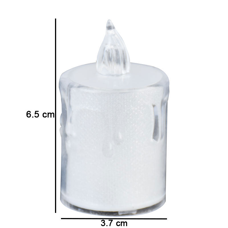 Glitter Effect Transparent Plastic Flameless Led Candle Decor 6.5cm