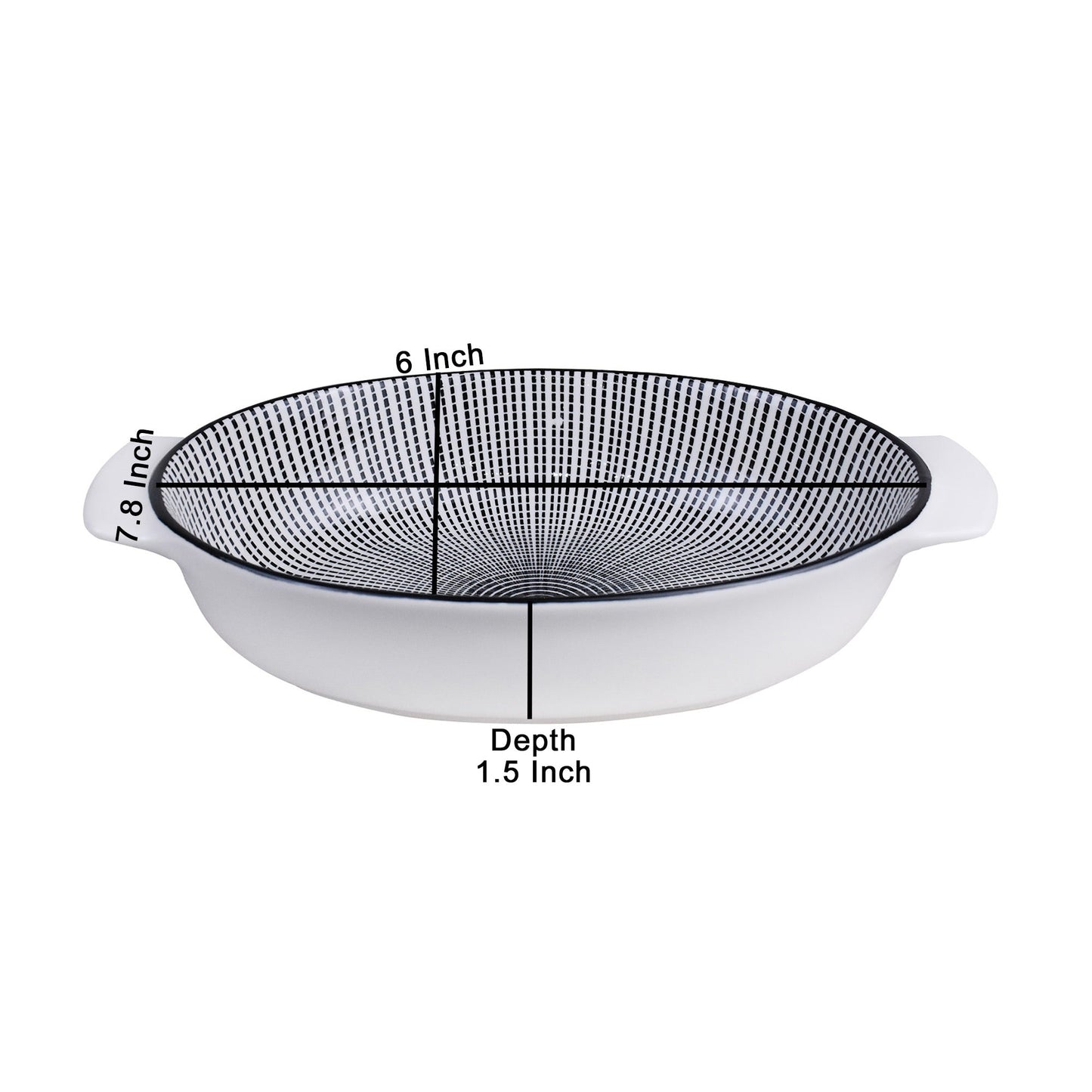 Danny Home Porcelain Black Dotline Oval Dish Medium