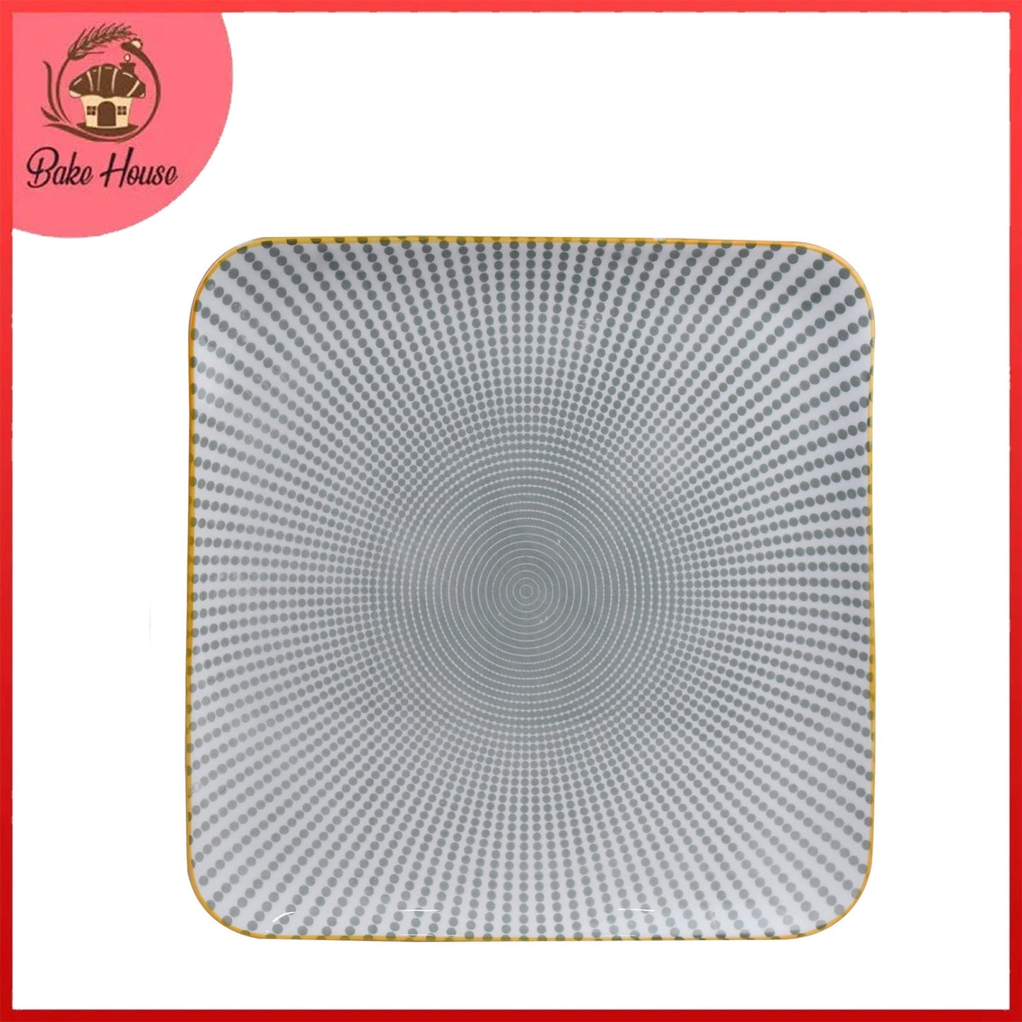 Danny Home Porcelain Grey Dotline Square Flat Plate Small