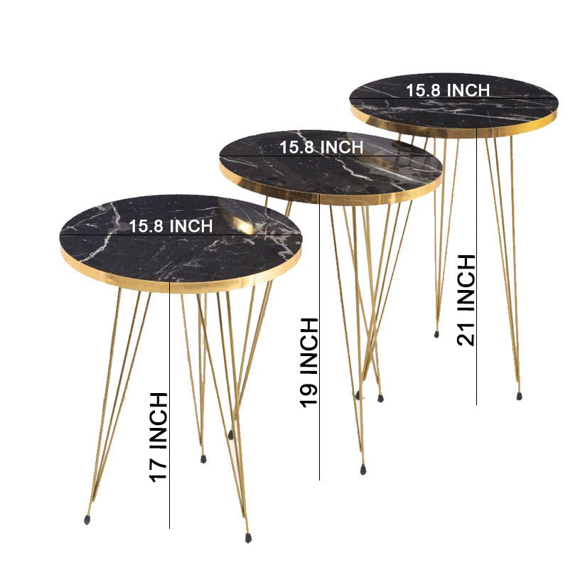 Decorative Home Decor Wooden Round Nesting Side Tables 3 Sizes Set