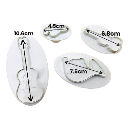 Large Size Musical Instrument Fondant Plunger Cutter 4Pcs Set