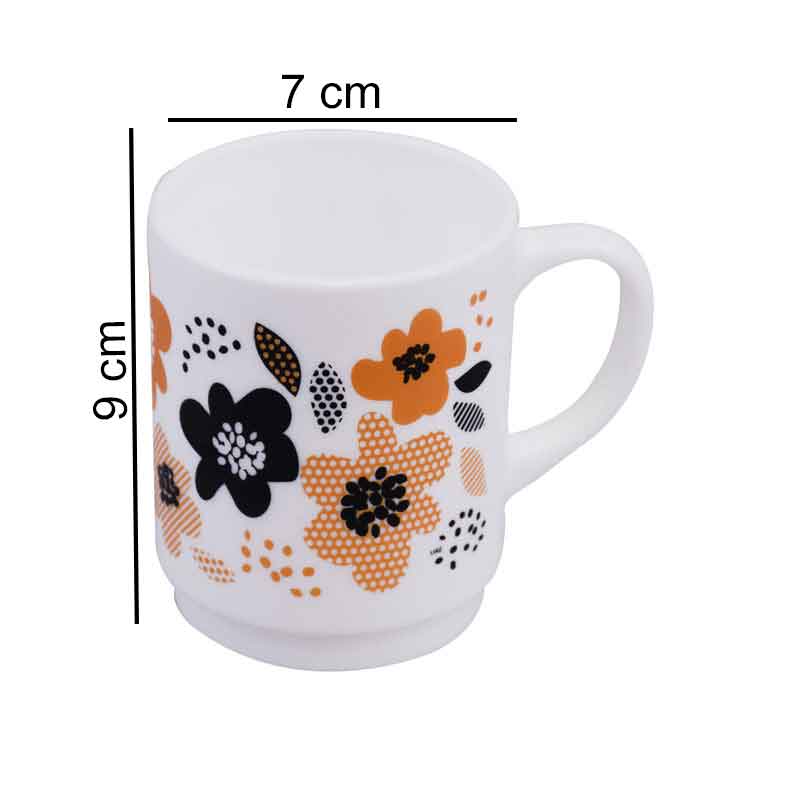 Luminarc Flowers Design Tea, Milk And Coffee Drinking Cups 6 Pcs Set