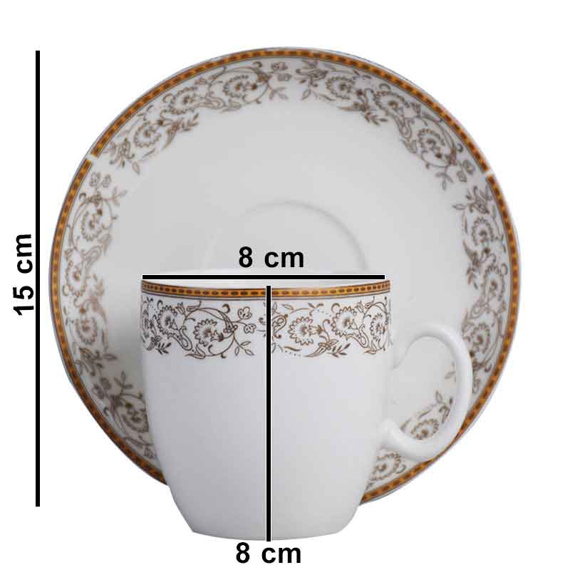 Tea, Coffee Drinking Cups And Saucers 12 Pcs Set (Design 08)