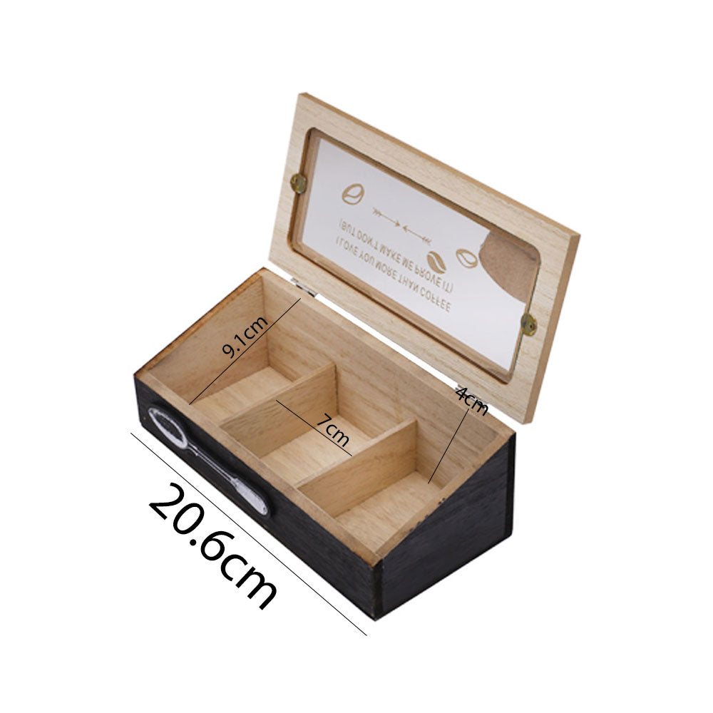 Tea & Coffee Storage Wooden Box 3 Compartments