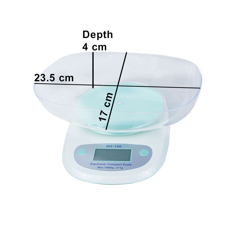 Electronic Digital Kitchen Weight Scale With Plastic Bowl (SH-150) Weighs Max 10kg