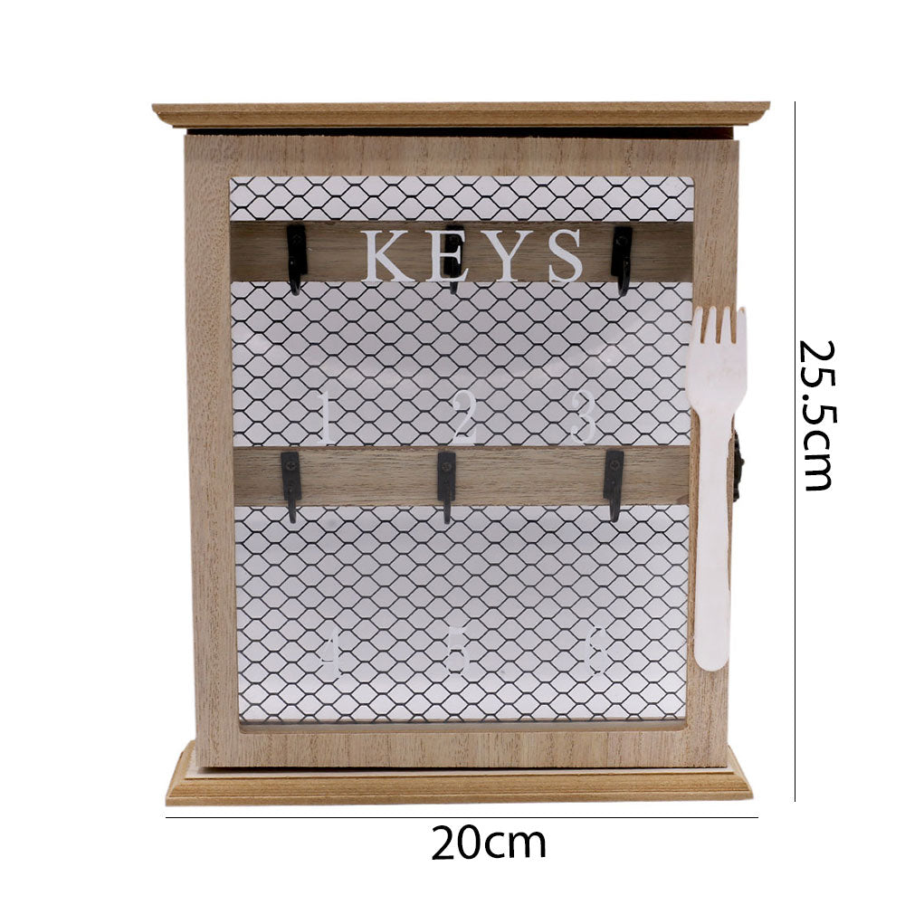 Wooden Key Holder Frame 6 Hooks