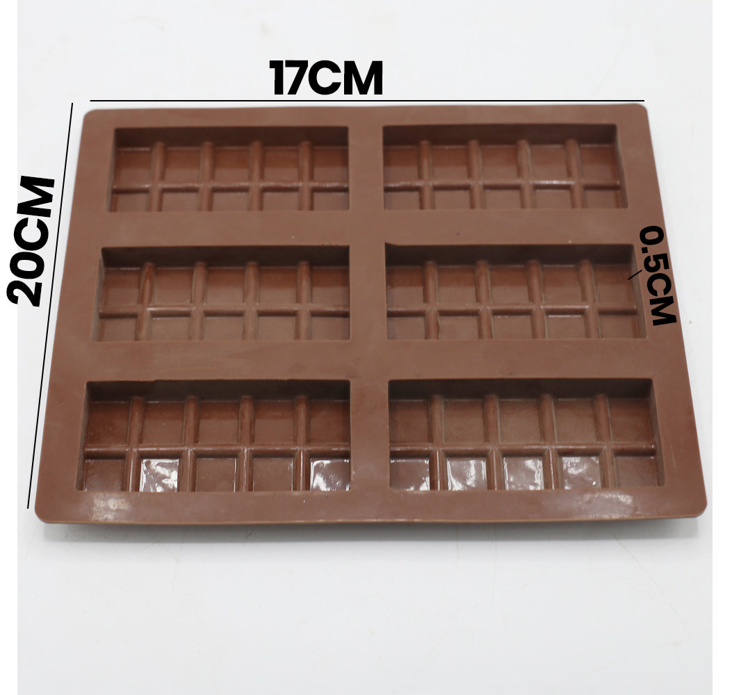 Silicone Chocolate Block Kitkat Bar Mold 6 Cavity