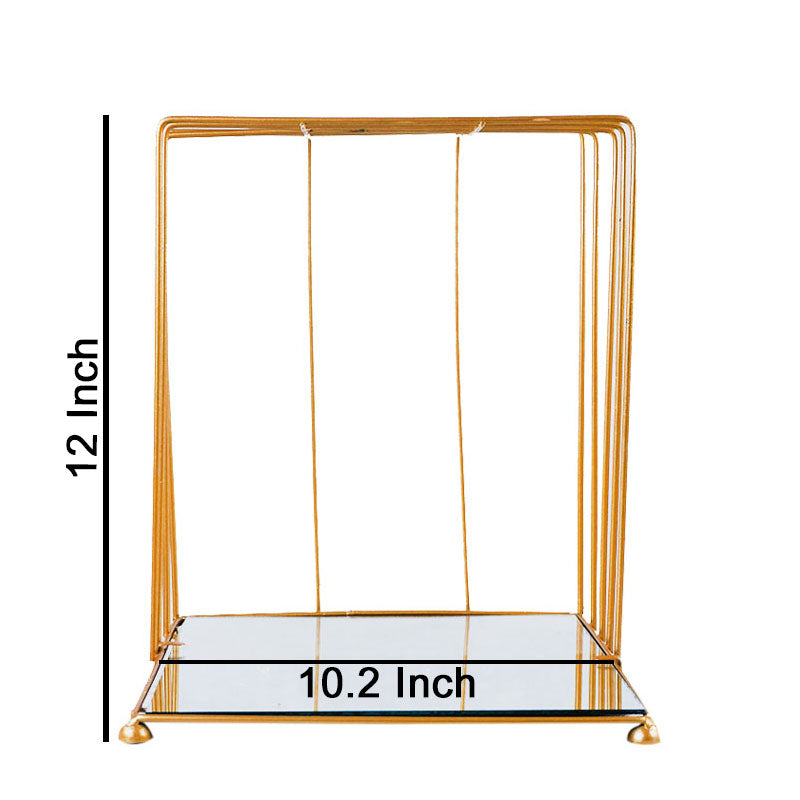 Square Mirror Base Bird Cage Style Desserts & Cosmetics Organizer