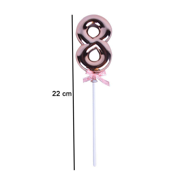 Birthday Anniversary Cake Decoration Number Topper 8 (Eight) Copper