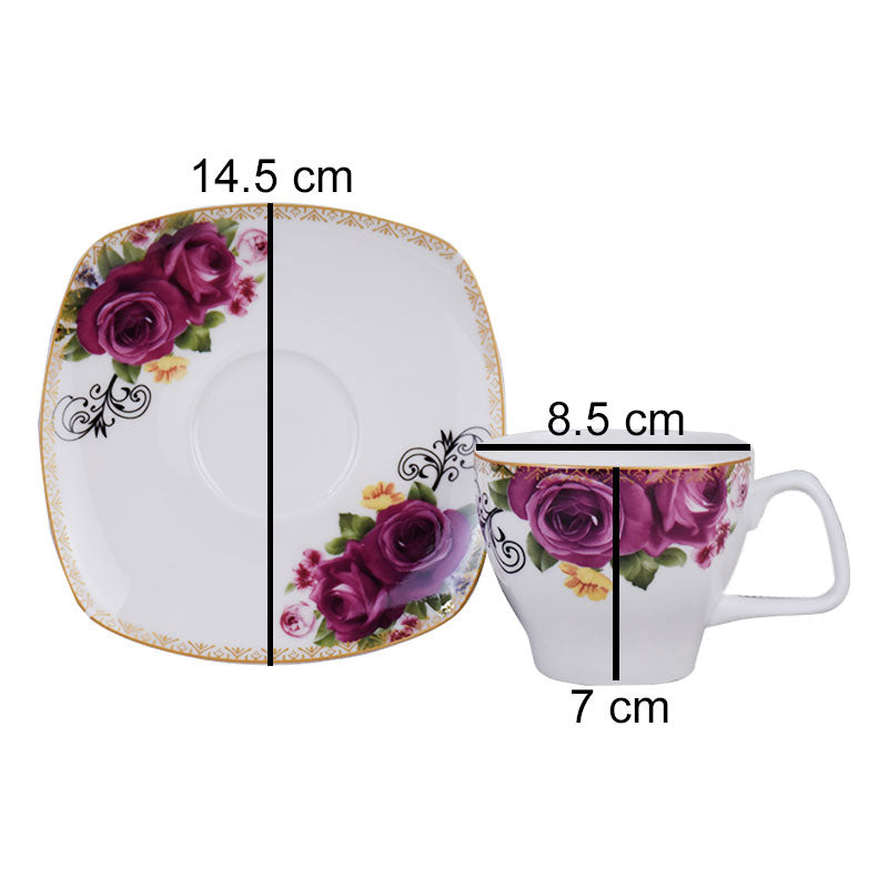 Tea, Coffee Drinking Cups And Saucers 12 Pcs Set (Design 04)