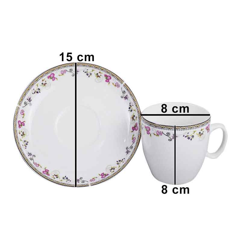 Tea, Coffee Drinking Cups And Saucers 12 Pcs Set (Design 07)