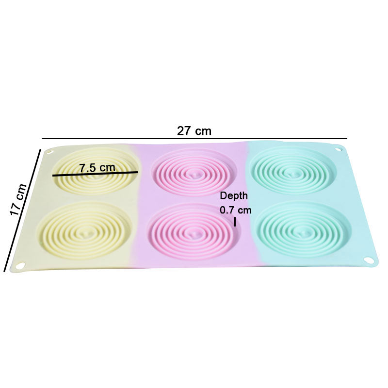 Spiral Round Fondant Chocolate Dessert Cookie Silicone Mold 6 Cavity
