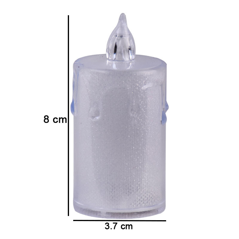 Glitter Effect Transparent Plastic Flameless Led Candle Decor 8cm