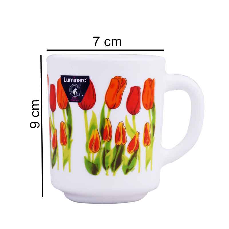 Luminarc Tulip Flower Design Tea, Milk And Coffee Drinking Cups 6 Pcs Set