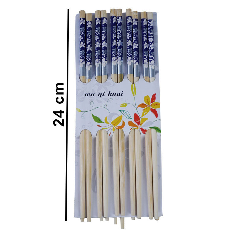 Flowers Design Bamboo Chopsticks 10 Pairs Pack