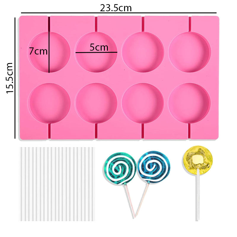 Round Shape Lollipop Silicone Mold 8 Cavity Big Size