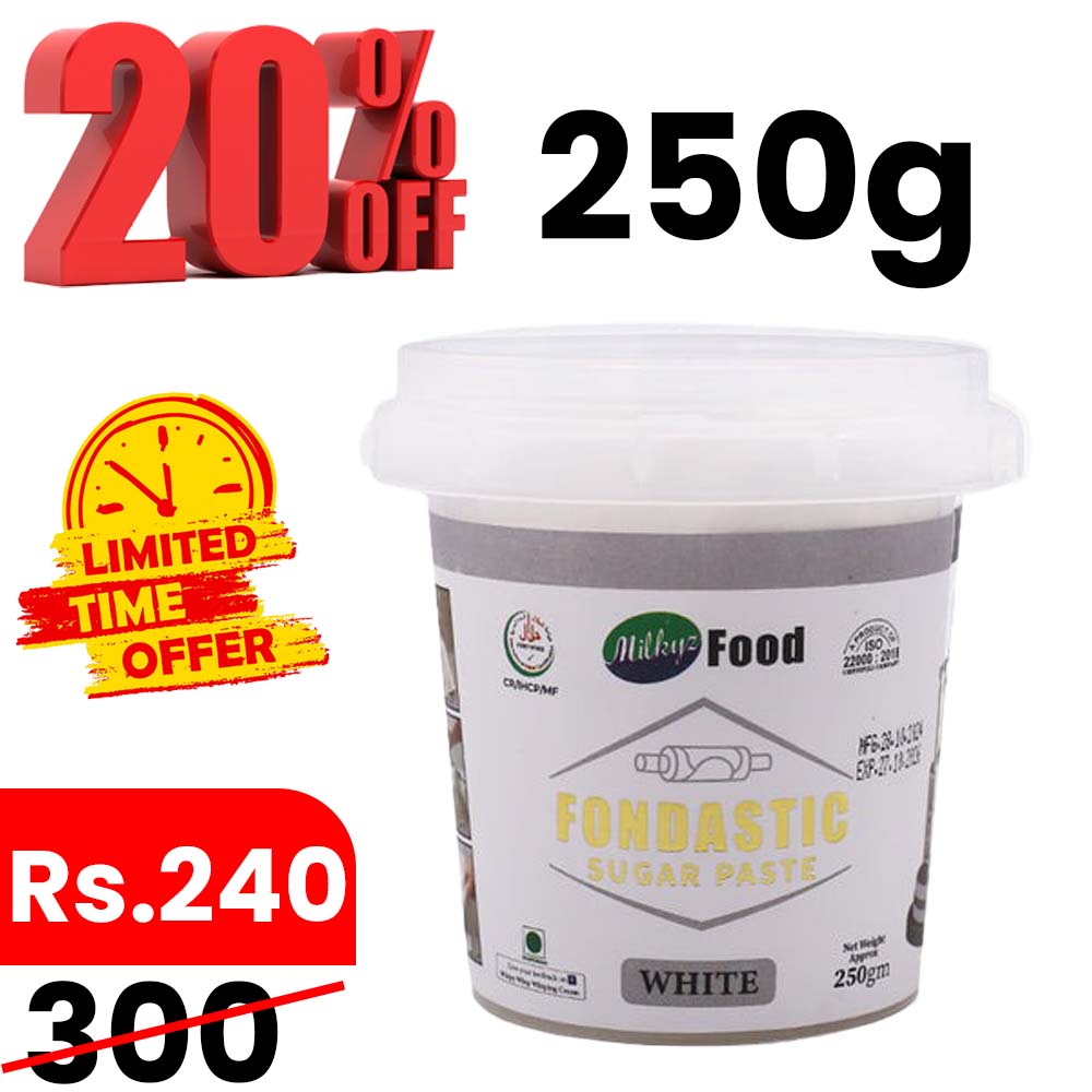 Milkyz Food Fondastic White Fondant Sugar Paste 250gm