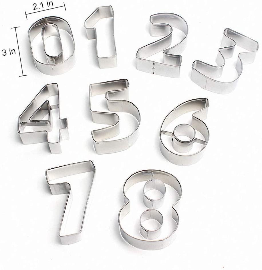 0 To 8 Big Number Cookie Cutter Set Steel