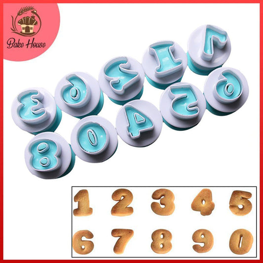 0 To 9 Numbers Fondant & Cookie Plunger Cutter Set Plastic