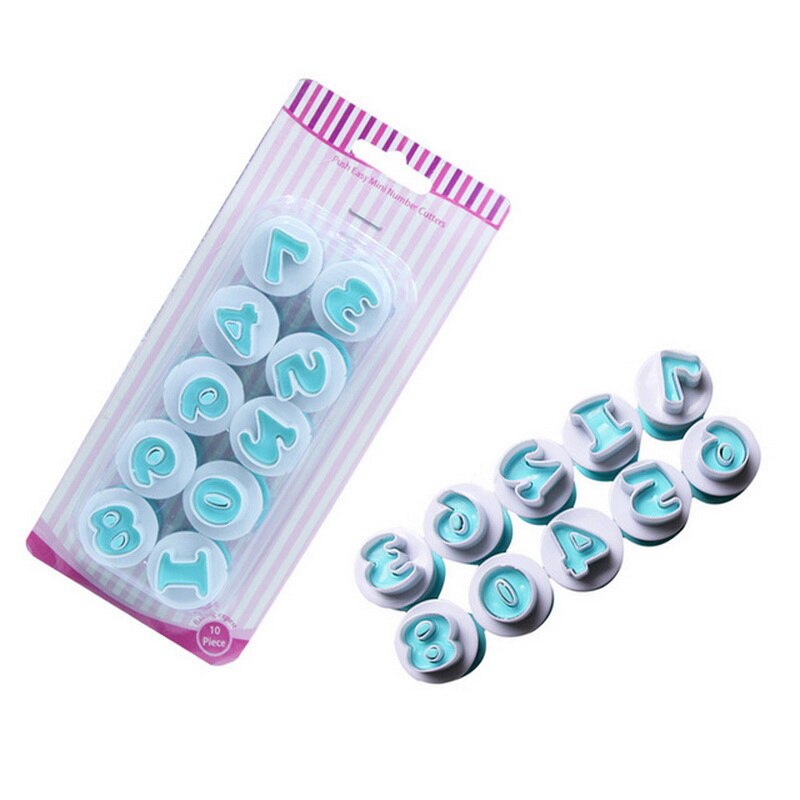 0 To 9 Numbers Fondant & Cookie Plunger Cutter Set Plastic