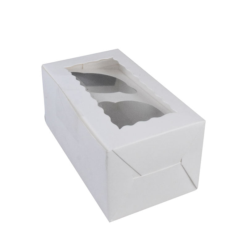 2 Cavity Cupcake Box 6.5 X 3.5 X 3 Inch with Top Window