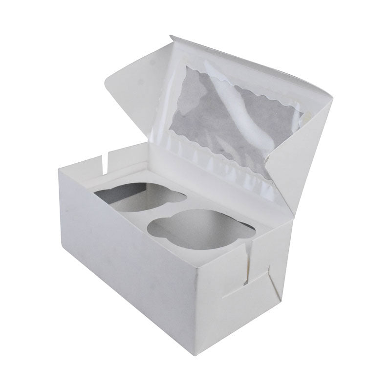 2 Cavity Cupcake Box 6.5 X 3.5 X 3 Inch with Top Window