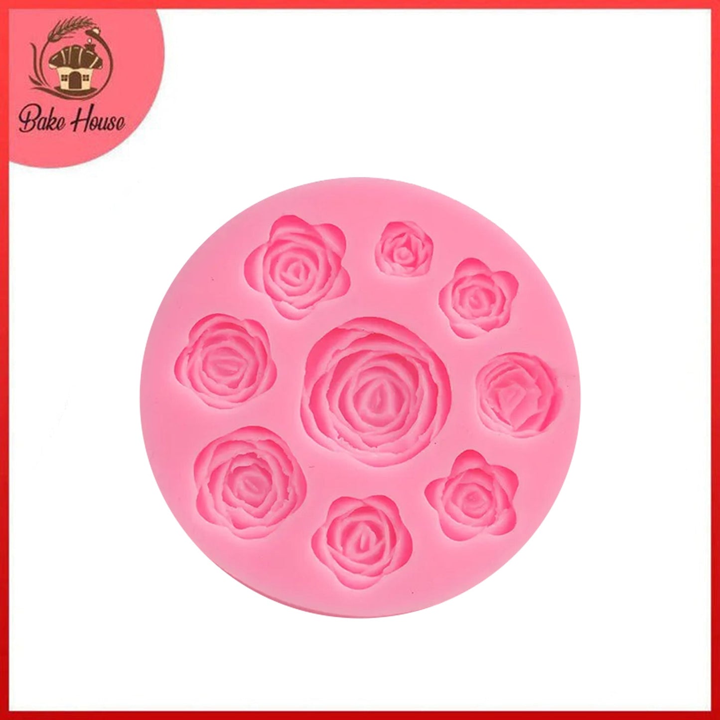 Rose Flower Silicone Fondant Mold Round 9 Cavity