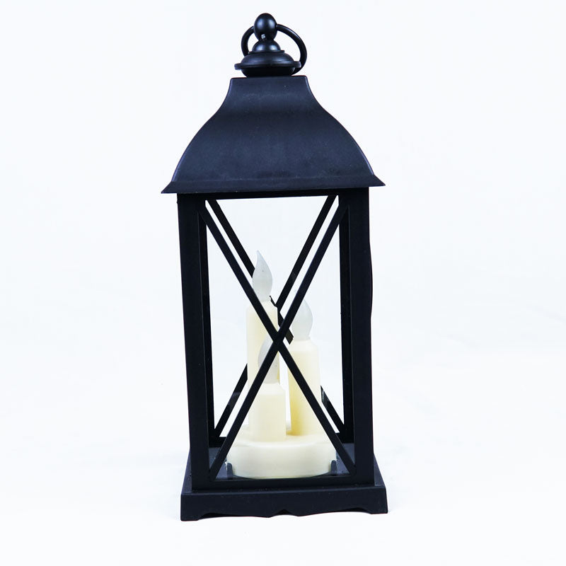 Cross Window Hut Style Led Candle Lantern - Hanging and Tabletop Decoration