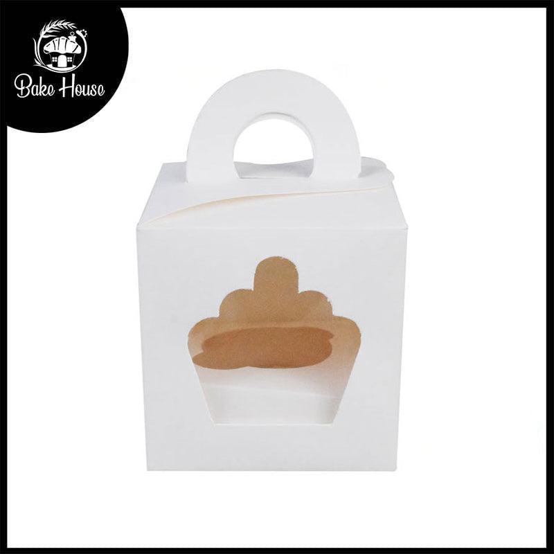 1 Cavity Single Cupcake Box With Front Window And Handle