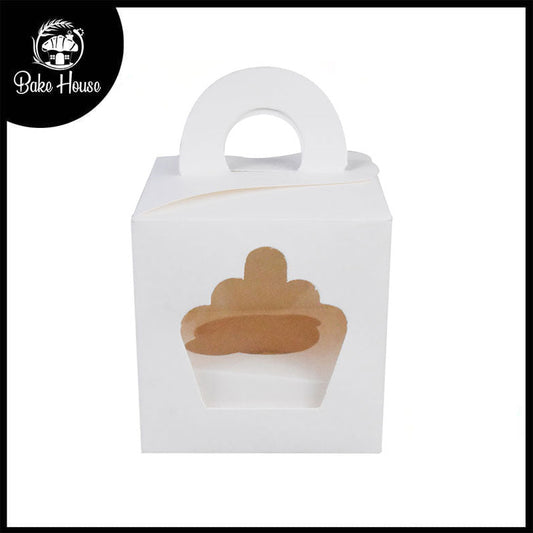1 Cavity Single Cupcake Box With Front Window And Handle