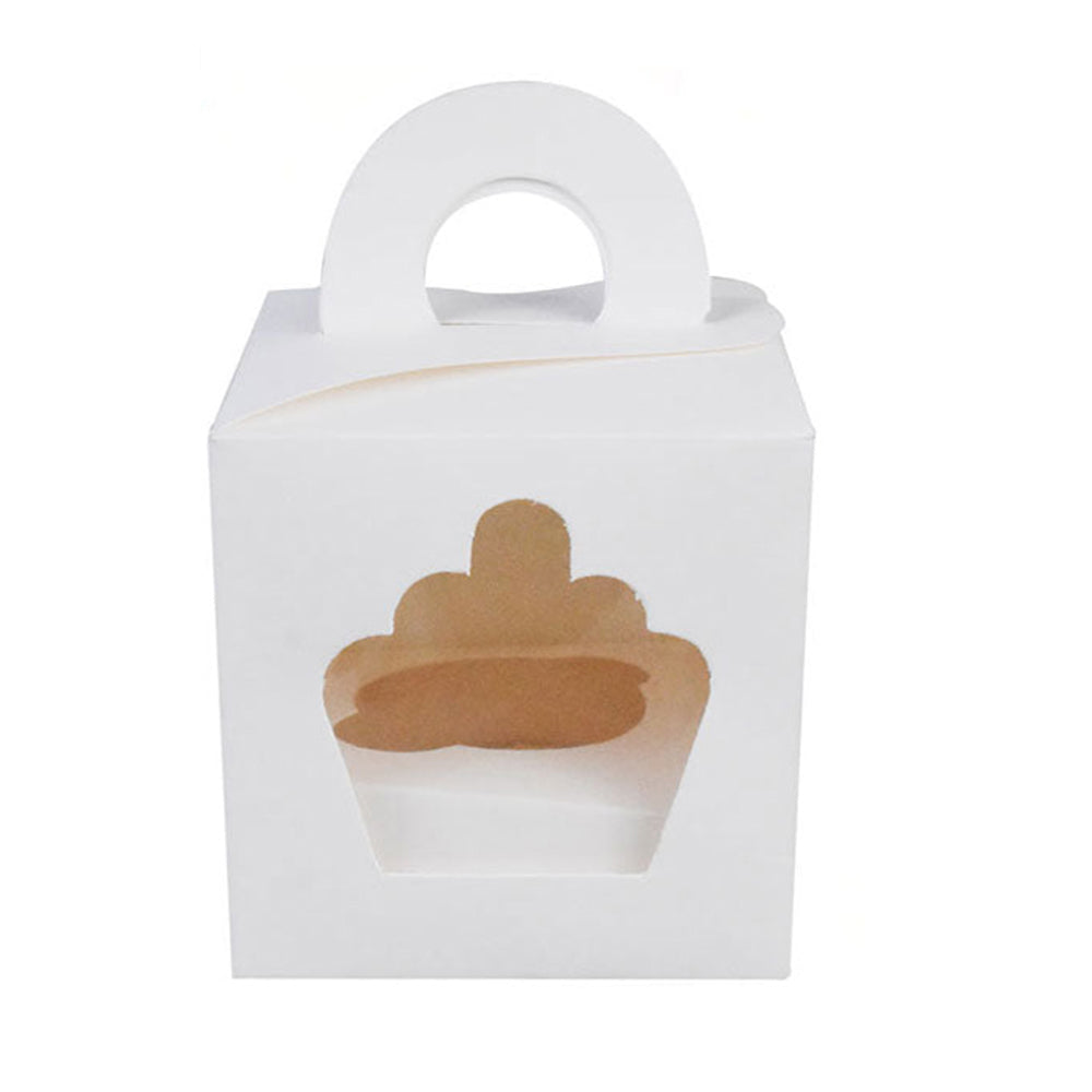 1 Cavity Single Cupcake Box With Front Window And Handle