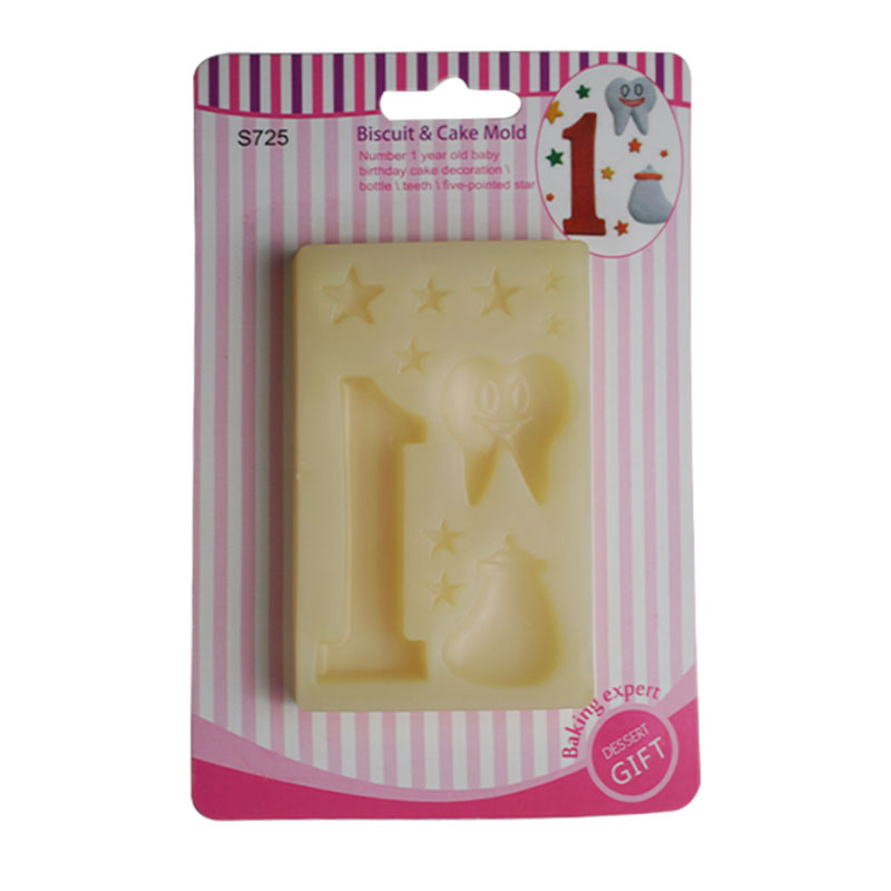 1 Year Old Baby Theme, Feeder, Tooth & Stars Decoration Silicone Fondant Mold 11 Cavity